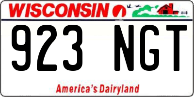 WI license plate 923NGT