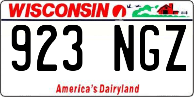 WI license plate 923NGZ