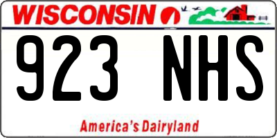 WI license plate 923NHS