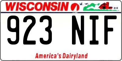WI license plate 923NIF