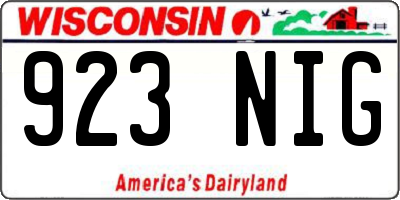 WI license plate 923NIG