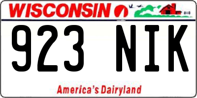WI license plate 923NIK