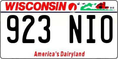WI license plate 923NIO