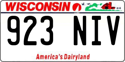WI license plate 923NIV