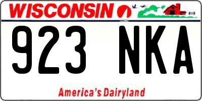 WI license plate 923NKA