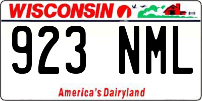 WI license plate 923NML