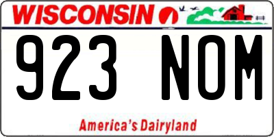 WI license plate 923NOM
