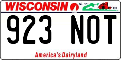 WI license plate 923NOT