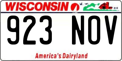 WI license plate 923NOV