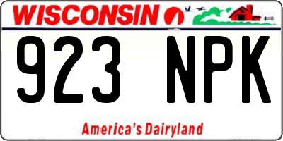 WI license plate 923NPK