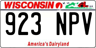 WI license plate 923NPV