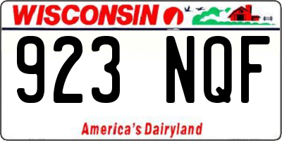 WI license plate 923NQF