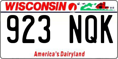 WI license plate 923NQK