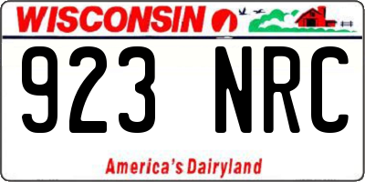 WI license plate 923NRC
