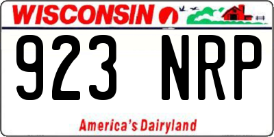 WI license plate 923NRP