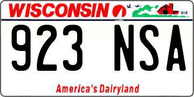WI license plate 923NSA