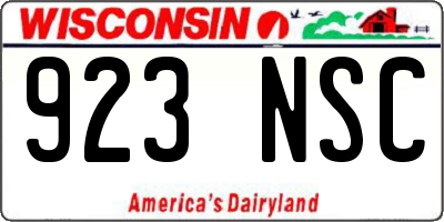 WI license plate 923NSC