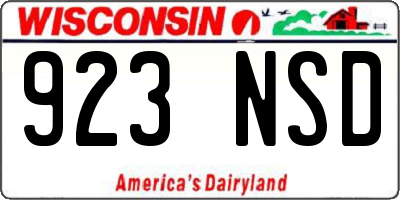 WI license plate 923NSD