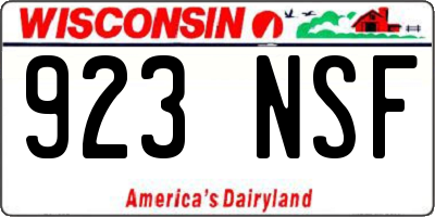 WI license plate 923NSF