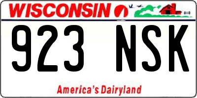 WI license plate 923NSK