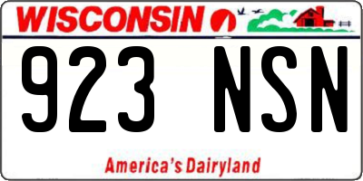 WI license plate 923NSN