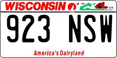 WI license plate 923NSW
