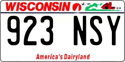 WI license plate 923NSY