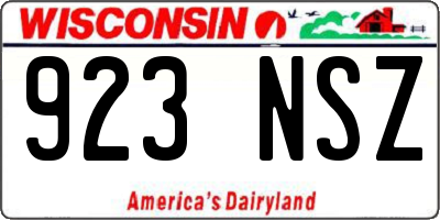 WI license plate 923NSZ