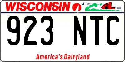 WI license plate 923NTC