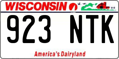 WI license plate 923NTK