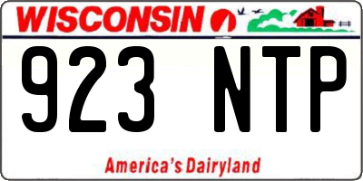 WI license plate 923NTP