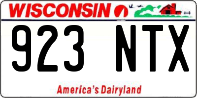 WI license plate 923NTX