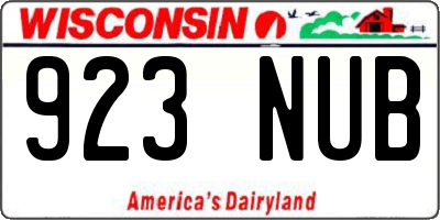 WI license plate 923NUB