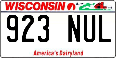 WI license plate 923NUL