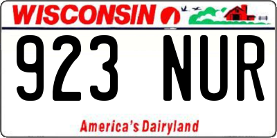 WI license plate 923NUR