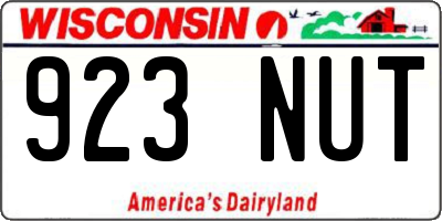 WI license plate 923NUT