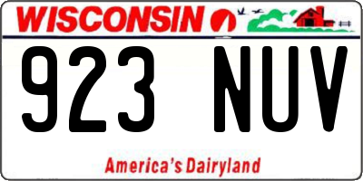 WI license plate 923NUV
