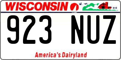 WI license plate 923NUZ