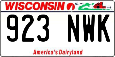 WI license plate 923NWK