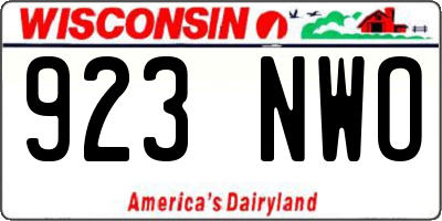 WI license plate 923NWO