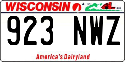 WI license plate 923NWZ