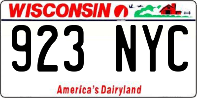 WI license plate 923NYC