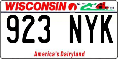 WI license plate 923NYK