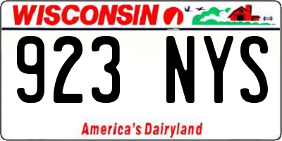 WI license plate 923NYS