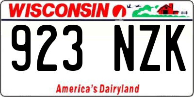 WI license plate 923NZK