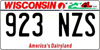 WI license plate 923NZS