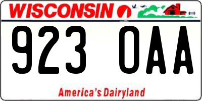 WI license plate 923OAA