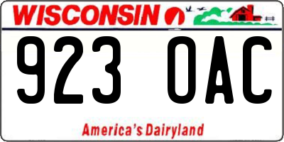 WI license plate 923OAC