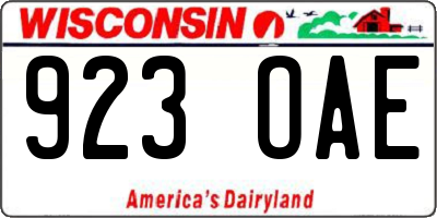 WI license plate 923OAE