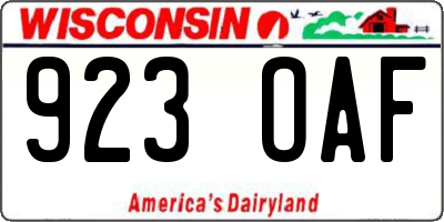 WI license plate 923OAF